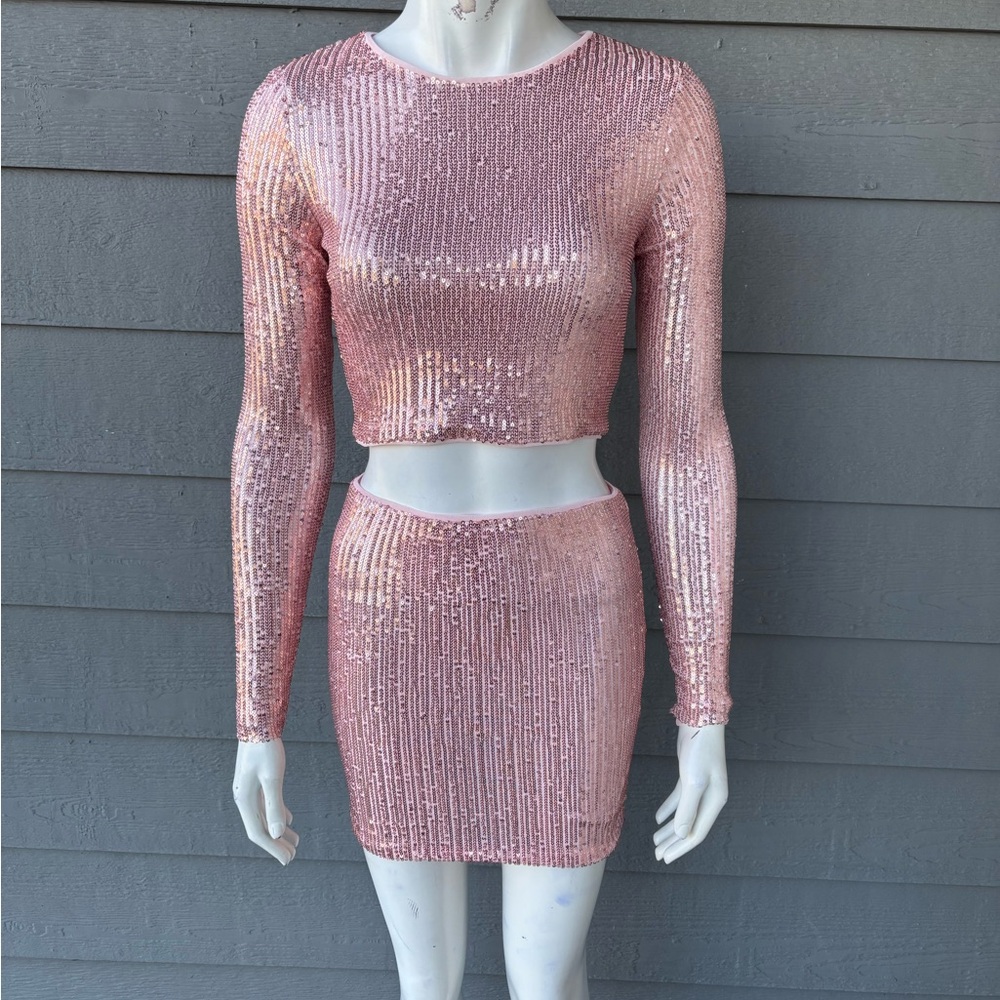 Hera Collection Pink Sequin Skirt Set